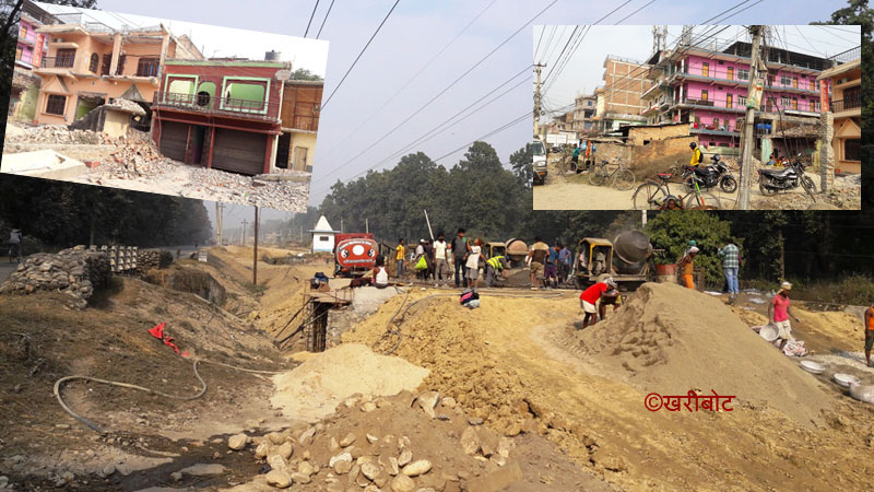 पथलैया–बिरगंज सडक विस्तार : जीतपुरमा संरचना हटाउँन अटेर गरिए बल प्रयोग हुँने